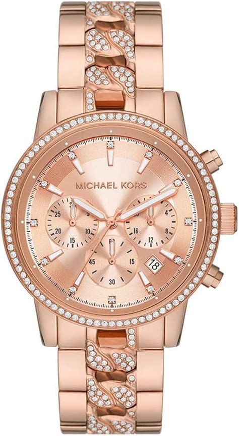 michael kors watch rose gold navy|rose gold watch with numbers.